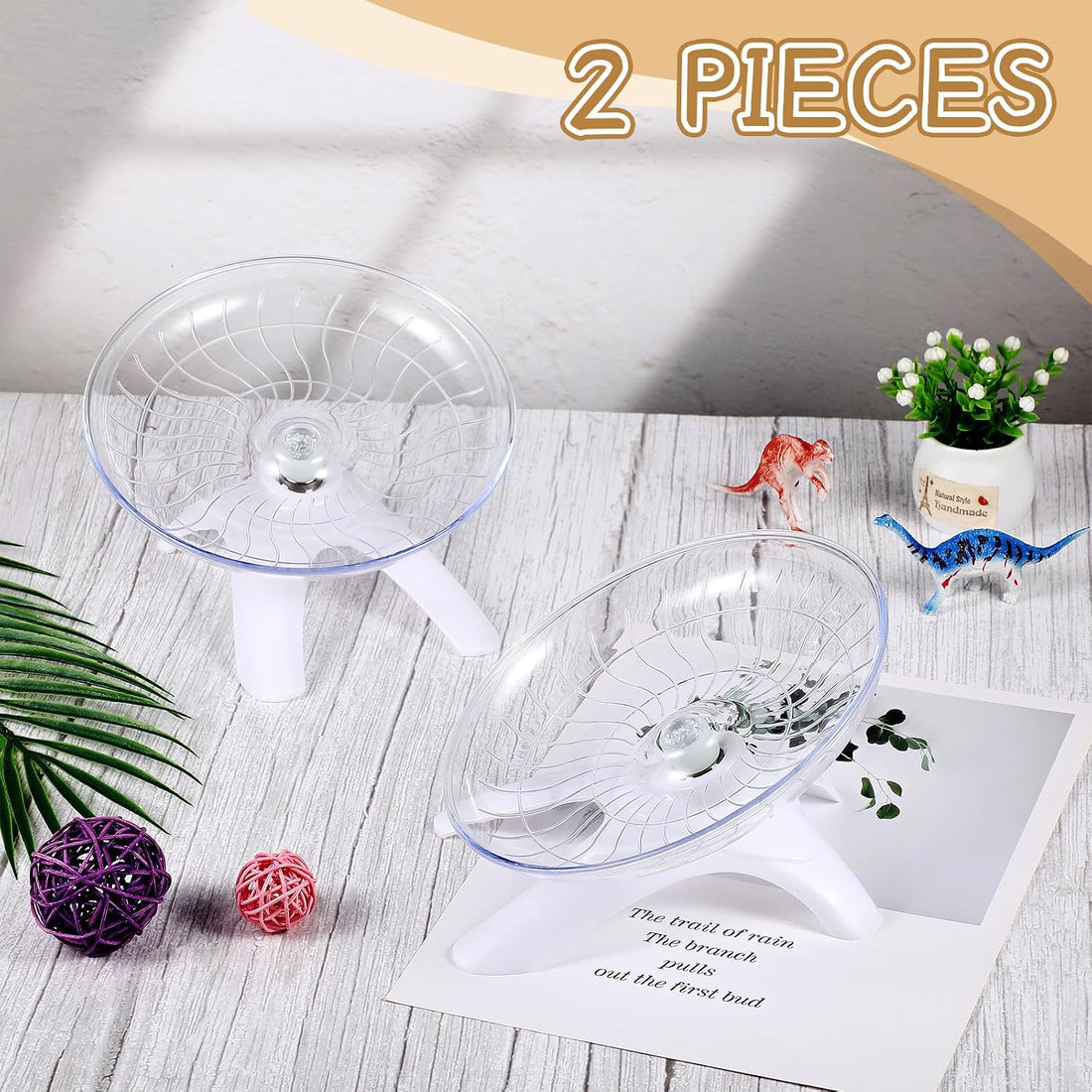 Thyle 2 Pcs Hamster Flying Saucer Silent Running Exercise Wheel
