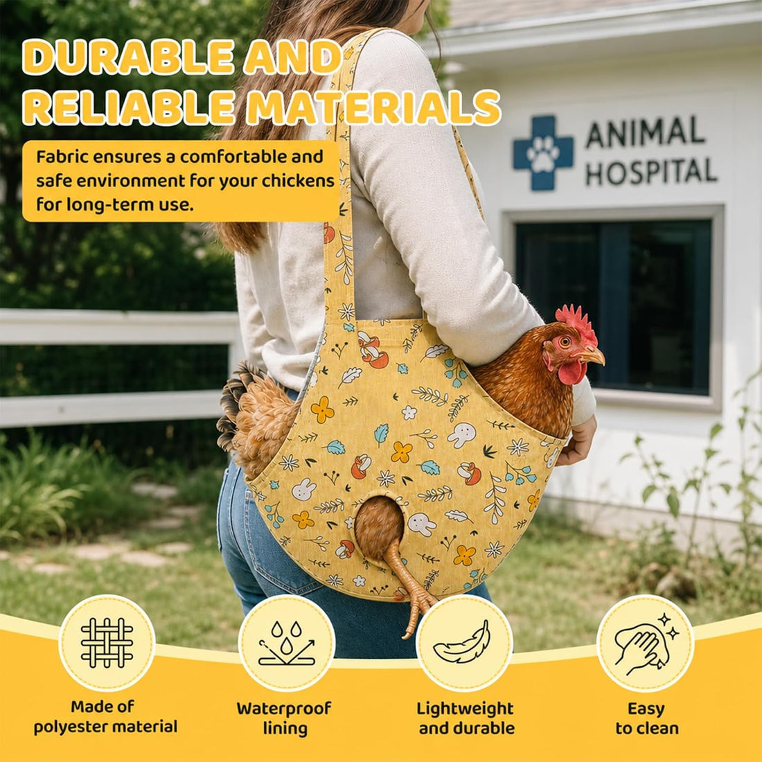 2Pack Chicken Carrier Bag, Breathable Sling Bag for Hen Rooster Trip