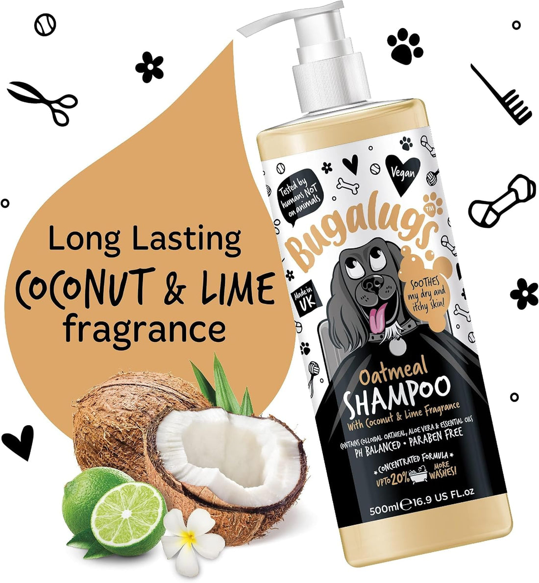 BUGALUGS Oatmeal & Aloe Vera Dog Shampoo Dog Grooming Shampoo