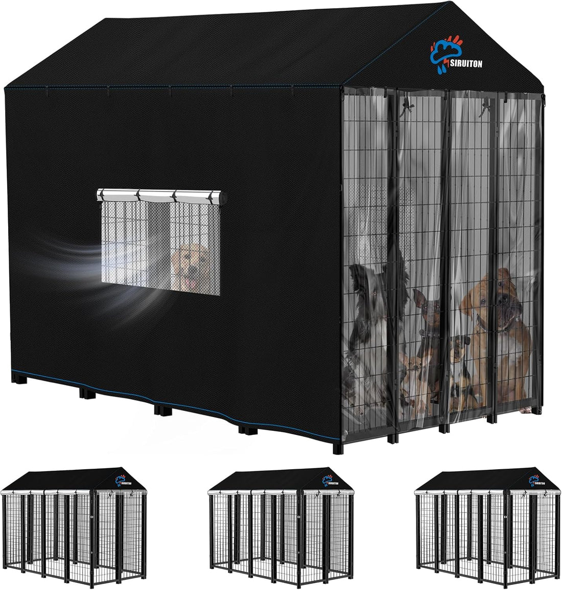 SIRUITON Outdoor Dog Kennel Cover,600D Full Coverage Waterproof