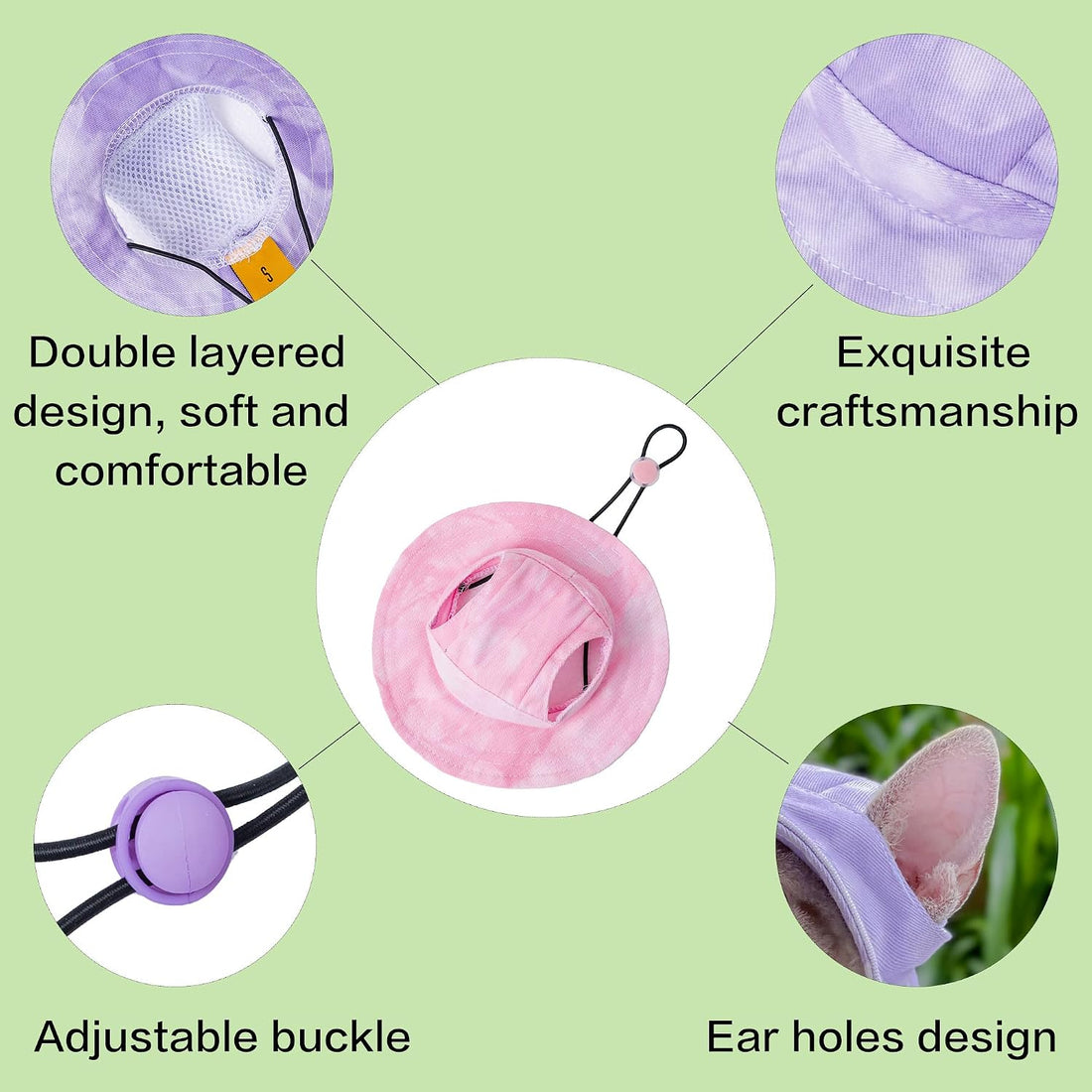Pet hat with Ear Holes Sunscreen Baseball Cap Suitable for Small