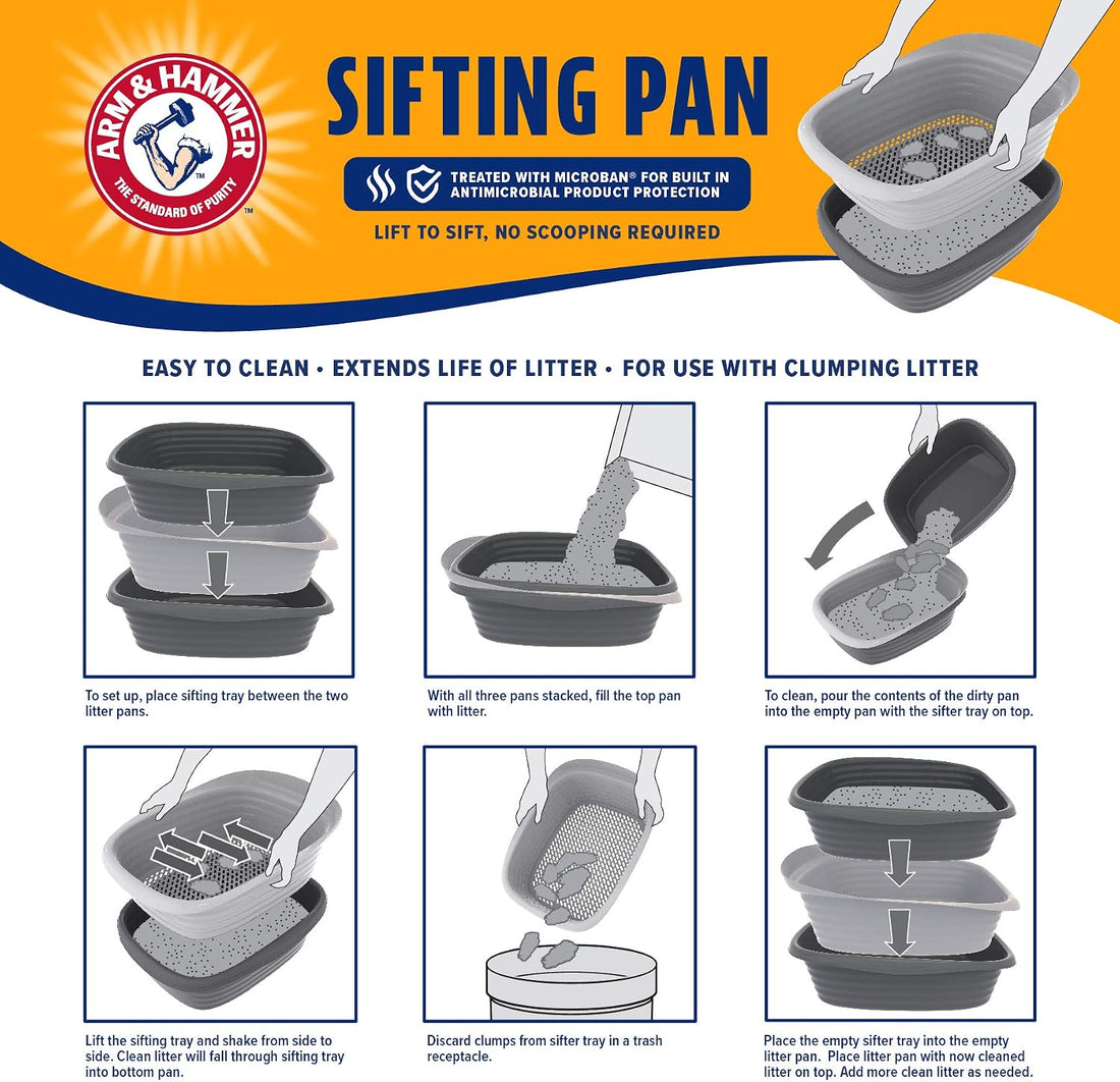Arm & Hammer Large Sifting Litter Box Scoop Free Cat Litter Tray