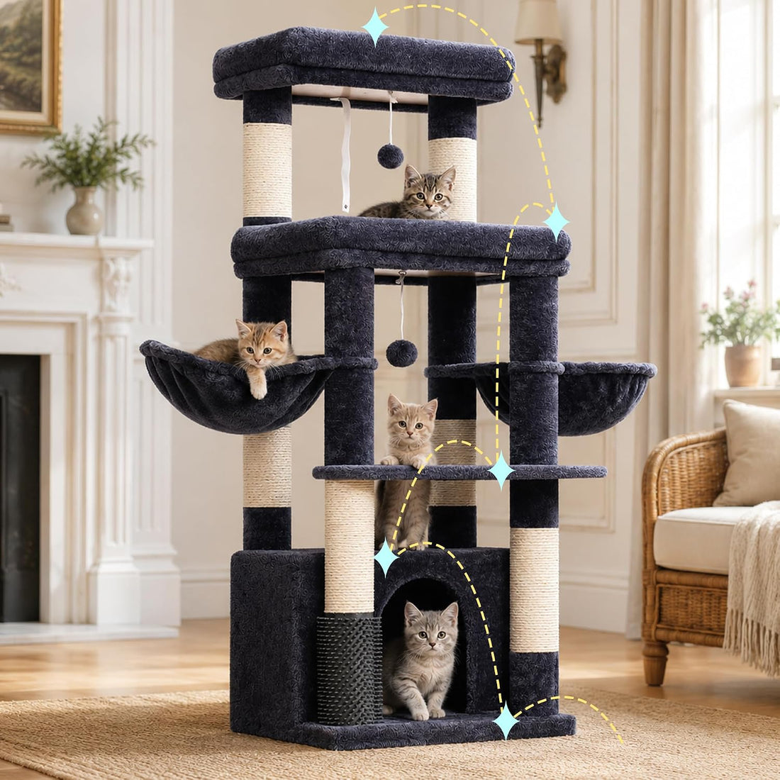 Hey-brother Cat Tree Tower with Extra Large Platform, Big Condo