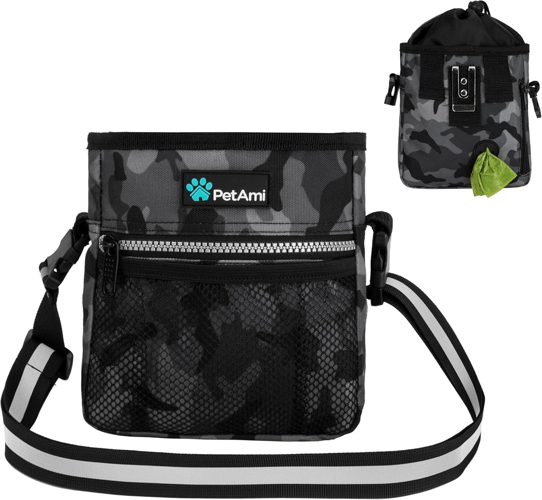 PetAmi Hands Free Dog Treat Pouch for Training and Walking, Charcoal