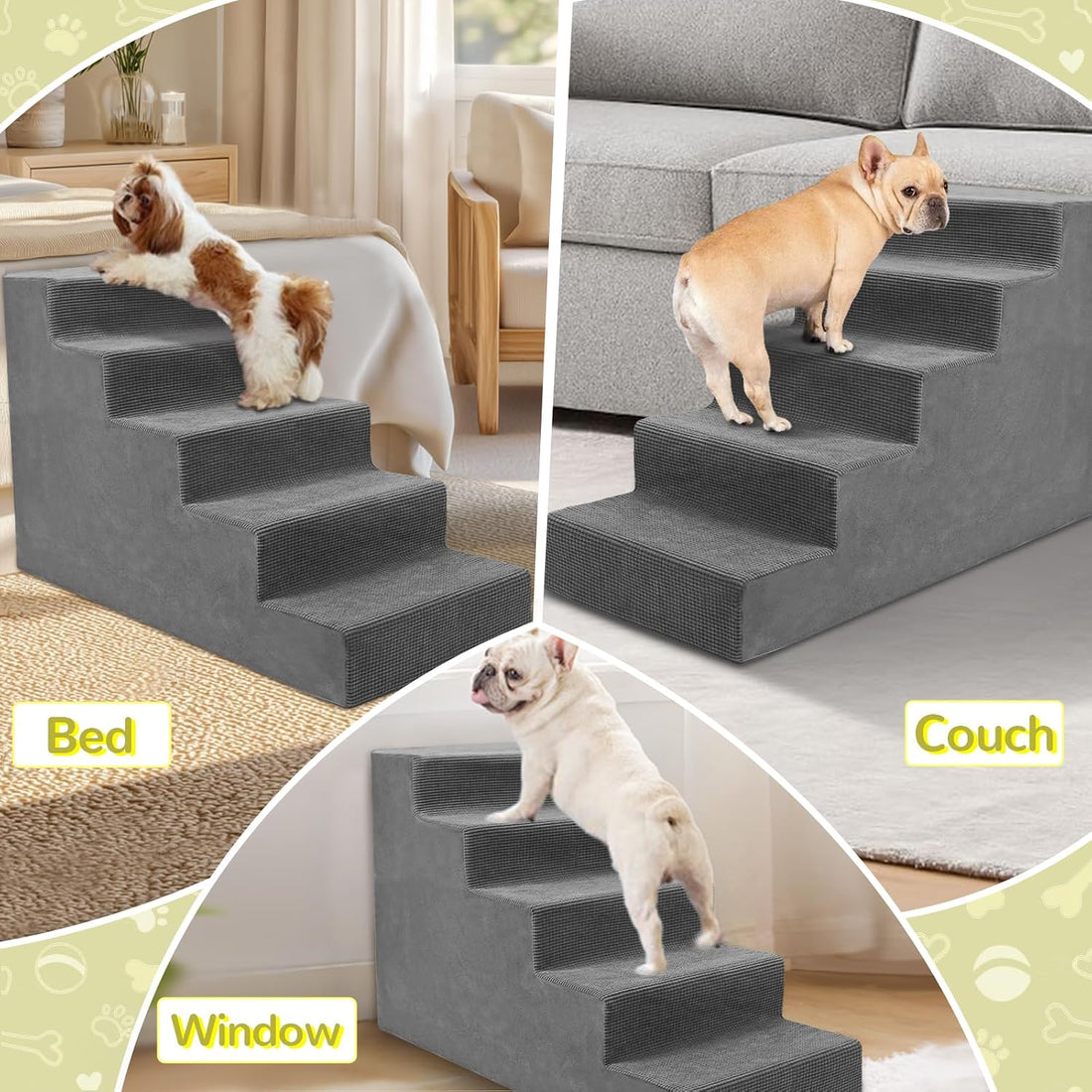 Niubya Dog Stairs for Small Dog and Cats,23”H Non-Slip Bottom Pet