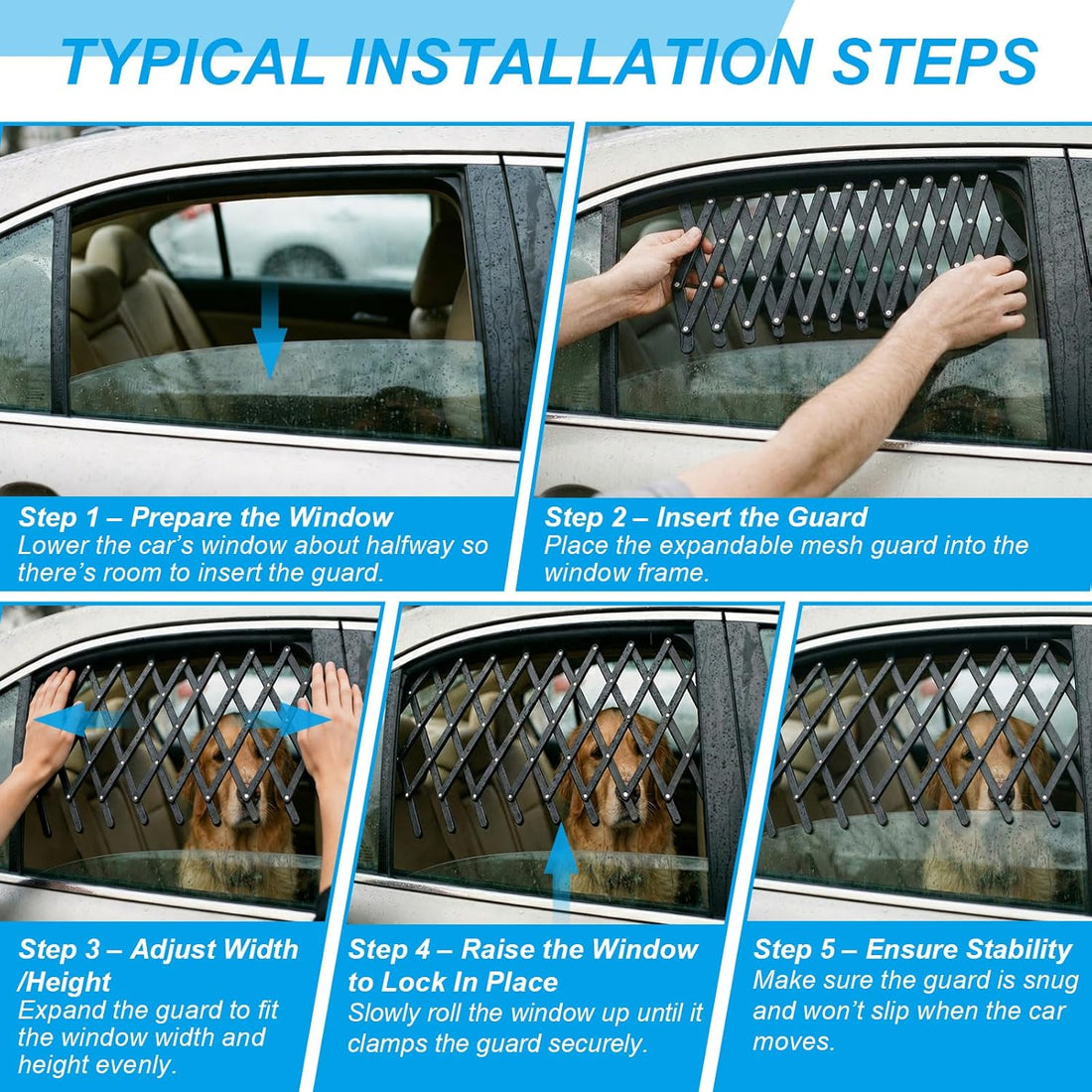 Sunnymove 2 Pcs Car Truck Window Pet Gate
