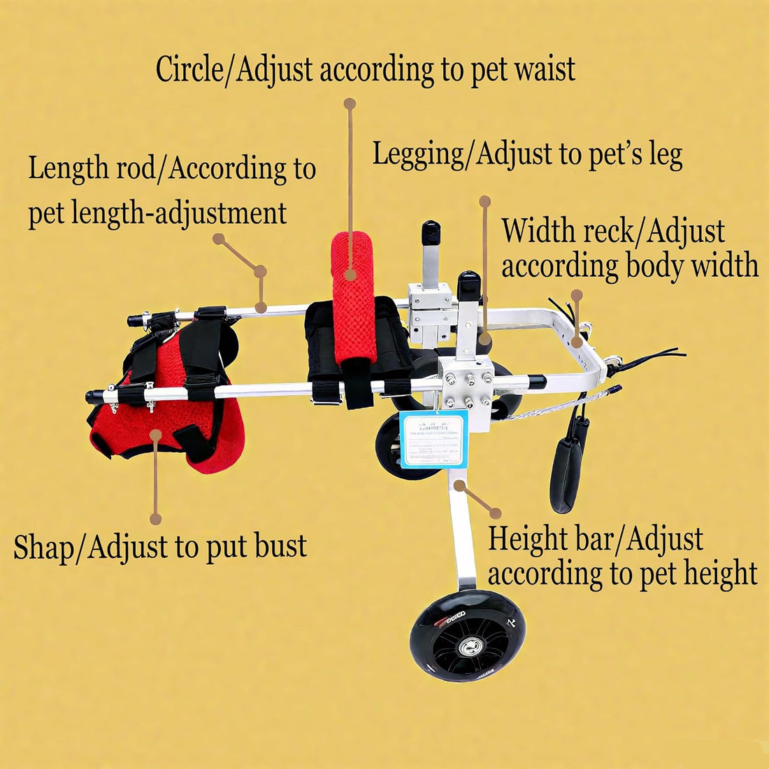 TOSPHU Cat Wheelchair Adjustable 2 Wheels Pet Wheelchair Lightweight