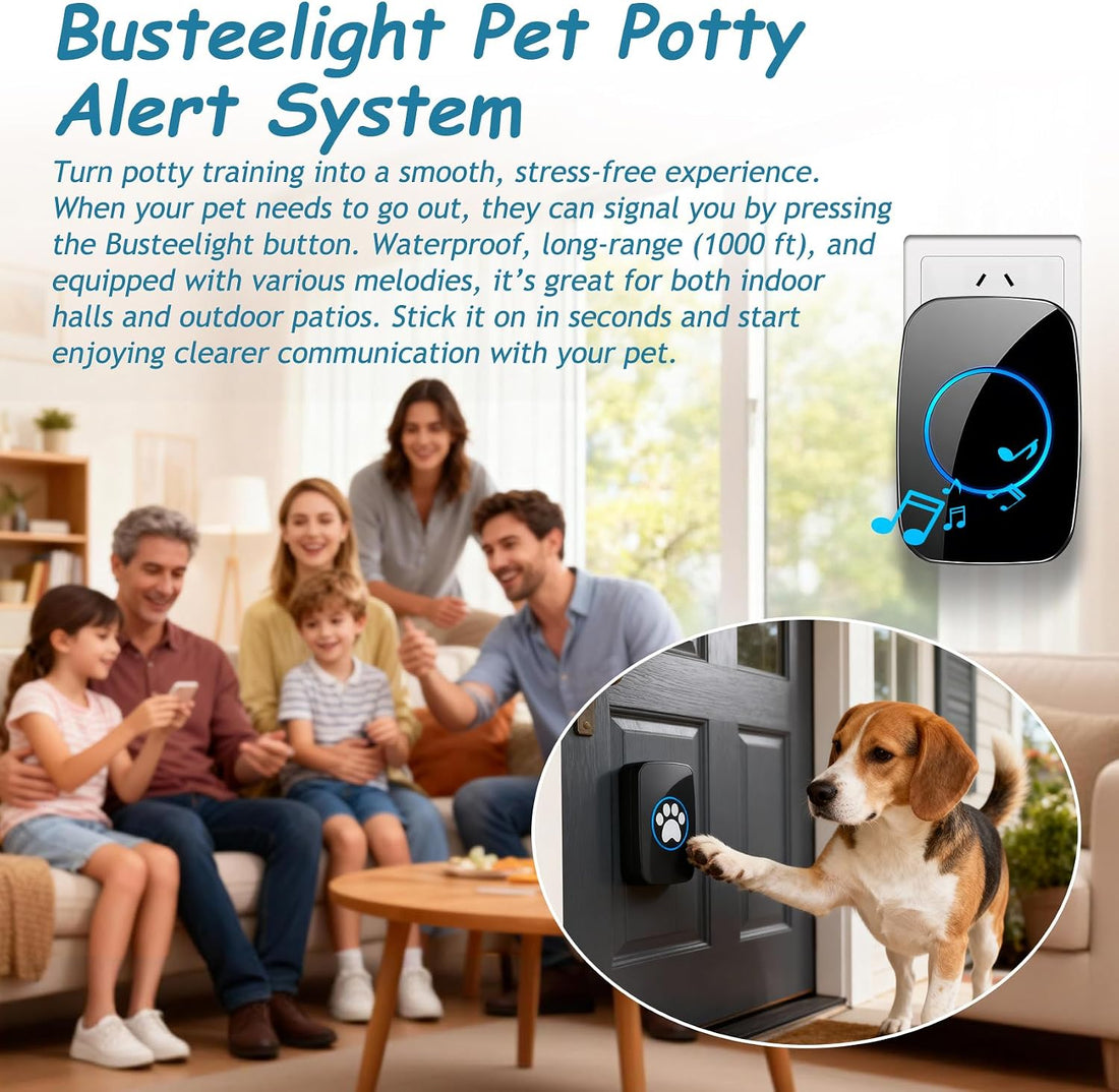 Edge Touch Dog Bell – Blk Wireless Dog Door Bell (1 Bell & 1 Chime)
