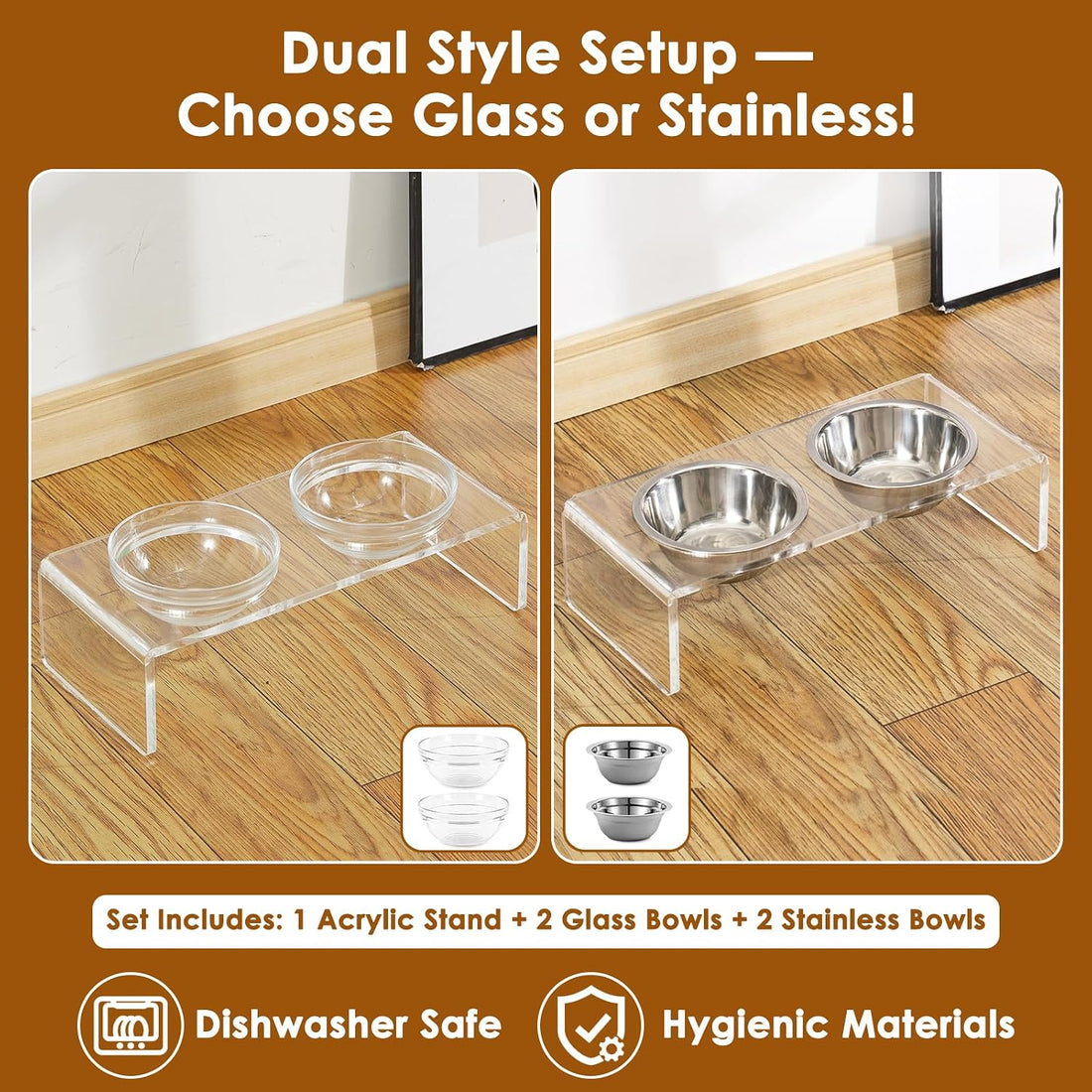 Feoyoho Elevated Acrylic Pet Bowl Stand
