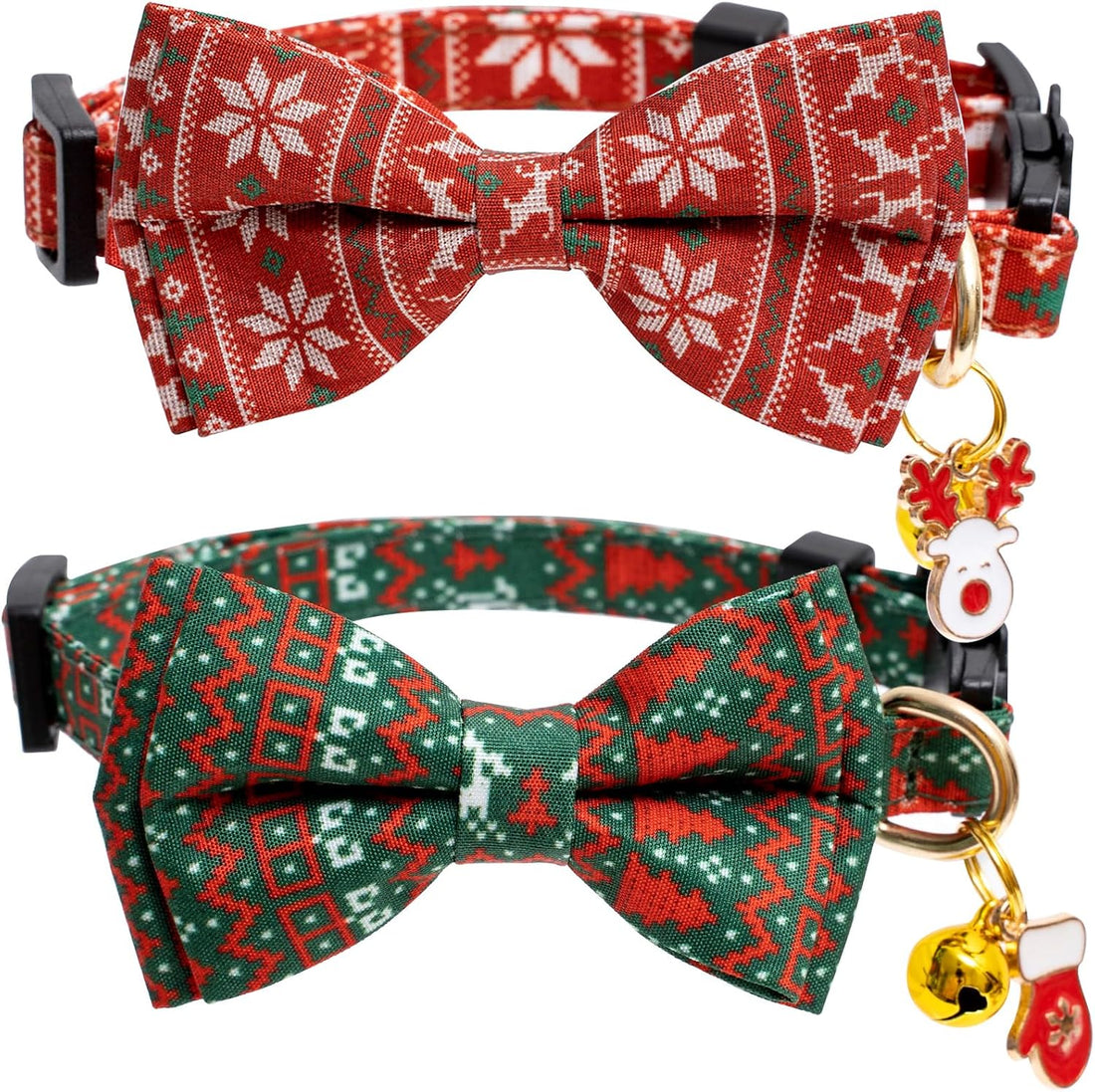 2 Pack Breakaway Fall Cat Collar with Bow Tie Orange Green