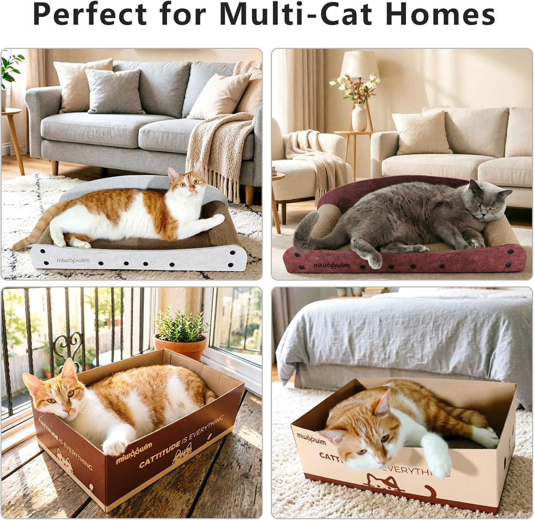 miwoowim 26'' Large Cardboard Cat Scratcher Bed and Box Set