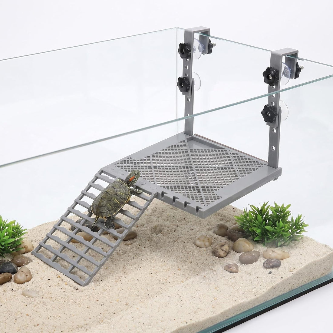 Adjustable Hanging Turtle Basking Platform with Turtle Ramp