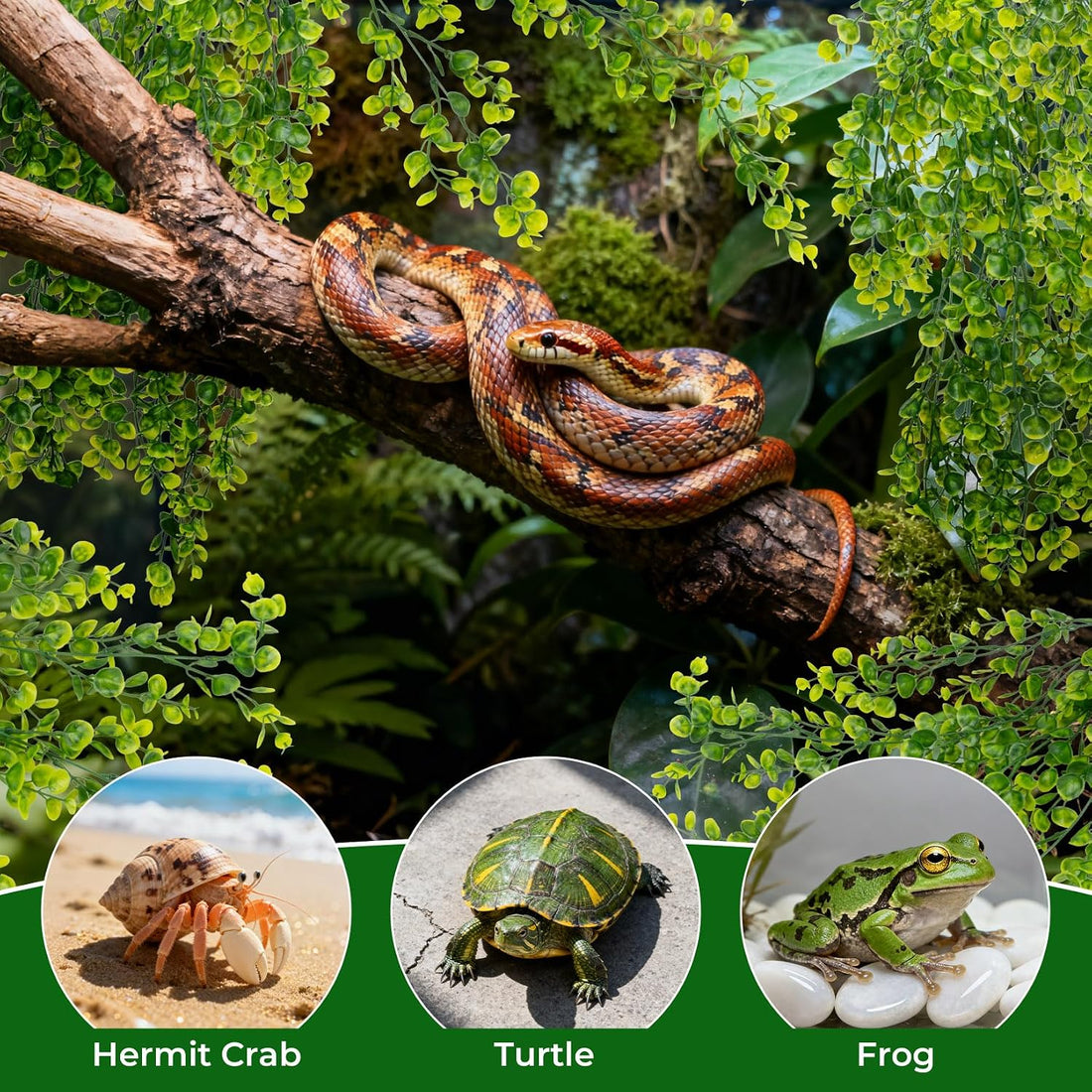 RAINFLOW 2PCS Fake Hanging Plants - Artificial Reptile Habitat Vines