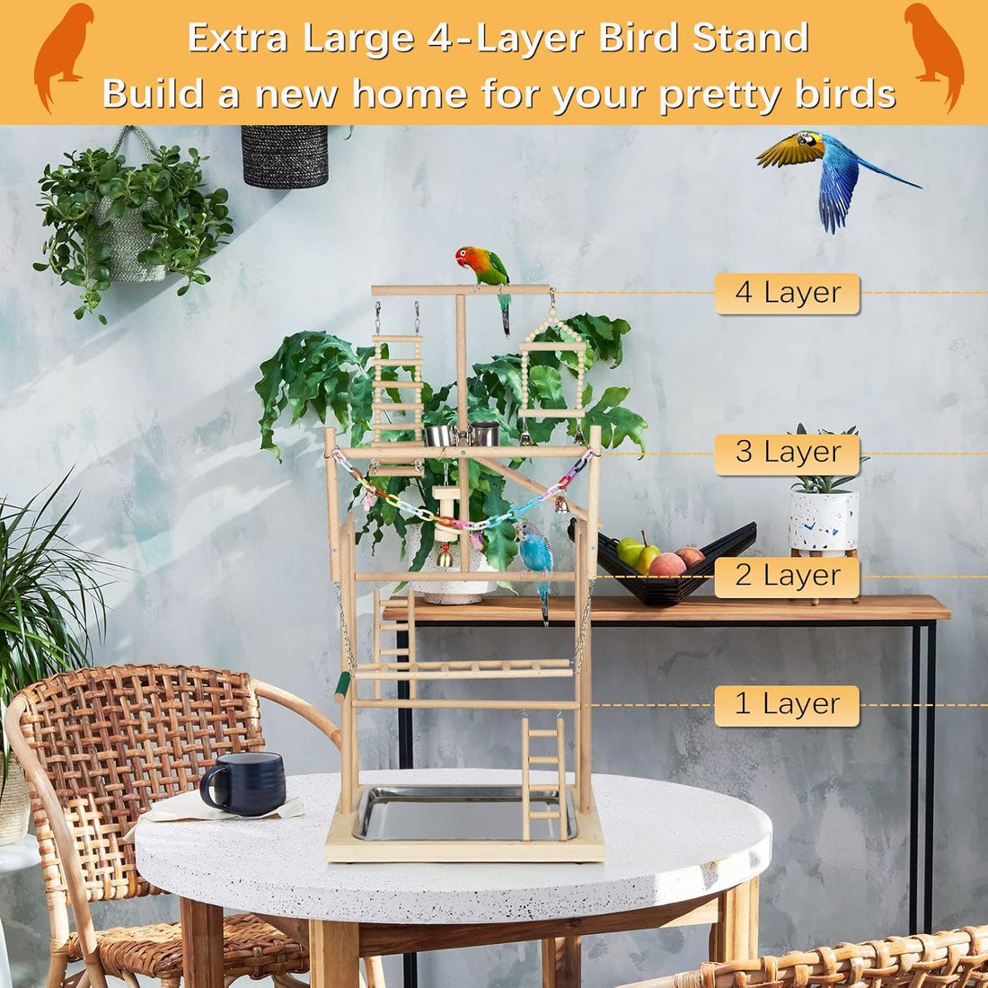 Ibnotuiy Pet Parrot Playstand Parrots Bird Playground Bird Play Stand