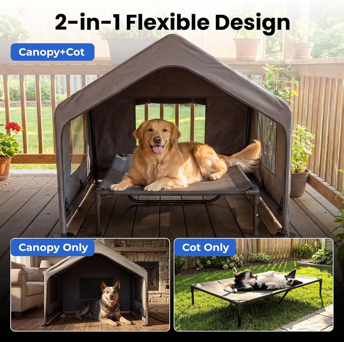 Zooba Extra Large Dog Shade with Elevated Bed