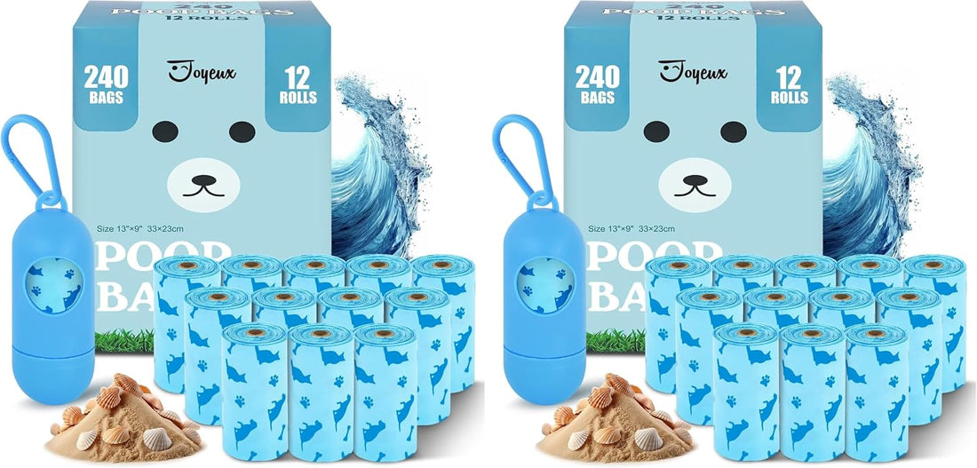 Joyeux 240 Count Ocean Scent Dog Poop Bags Rolls,with Dispenser