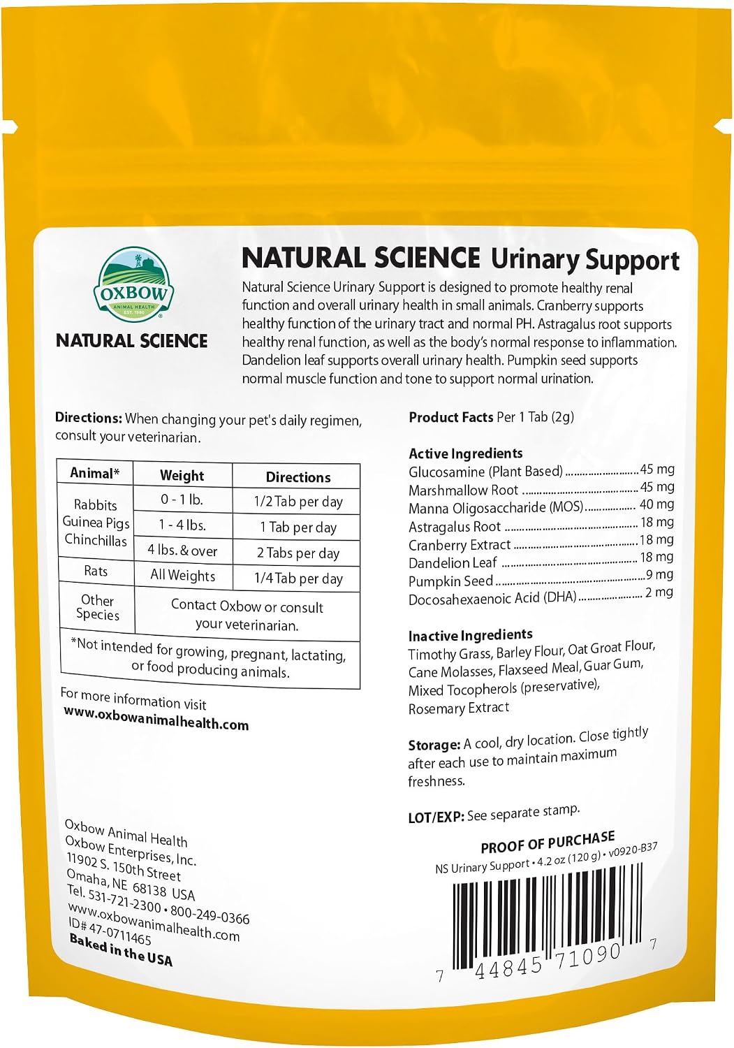 Oxbow Natural Science Urinary Supplement for Rabbits & Guinea Pigs