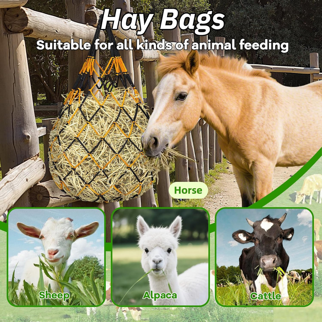 YedsIntu 3 Pcs Hay Bags for Horses