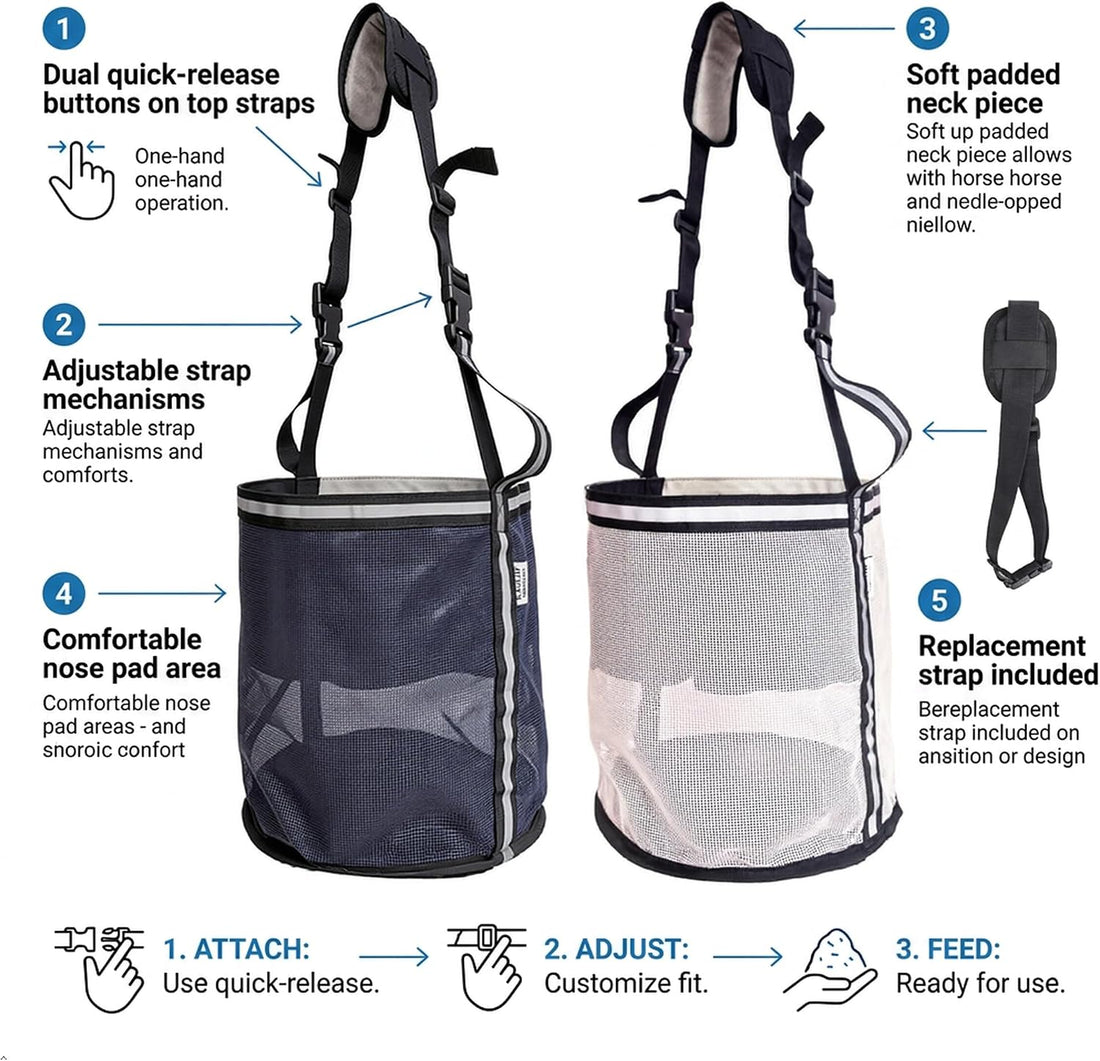 Horse Feed Bag,Heavy Duty Muzzle Feed Bag with Adjustable