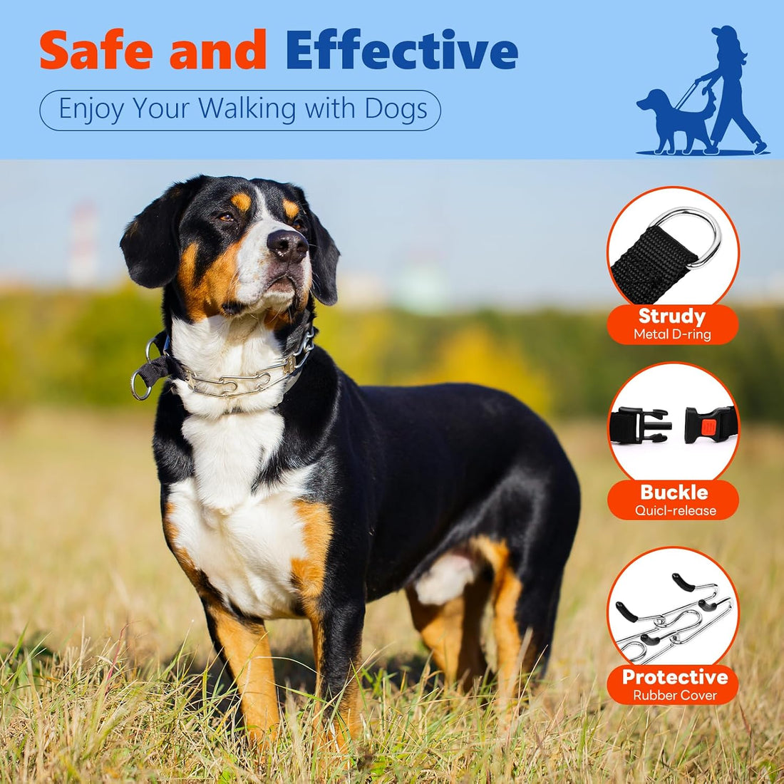 Supet Prong Collar for Dogs, Adjustable Dog Choke Collar Adjustable