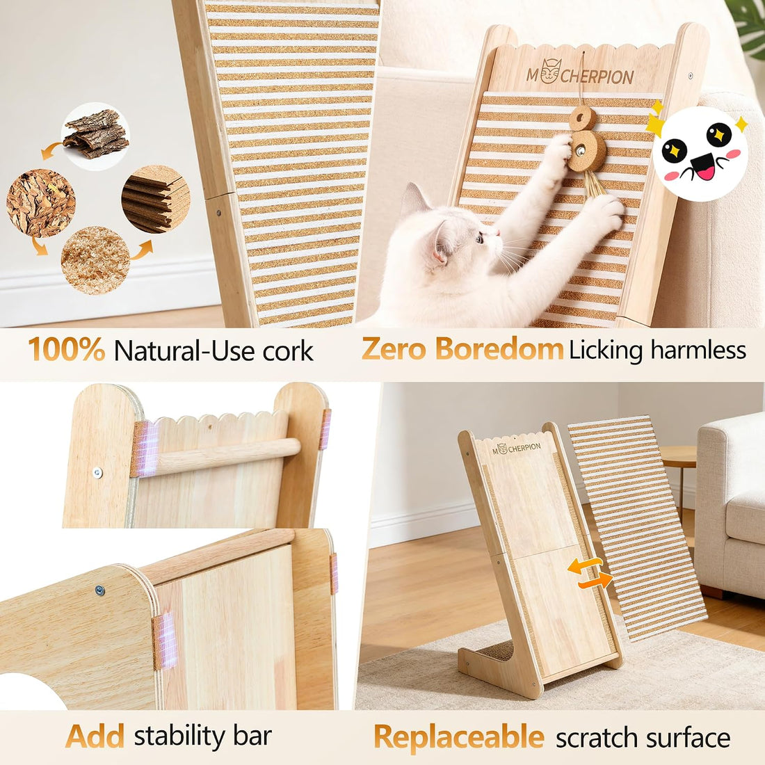 Cork Cat Scratching Cardboard-Cat Scratch Pad for Indoor-Scratcher