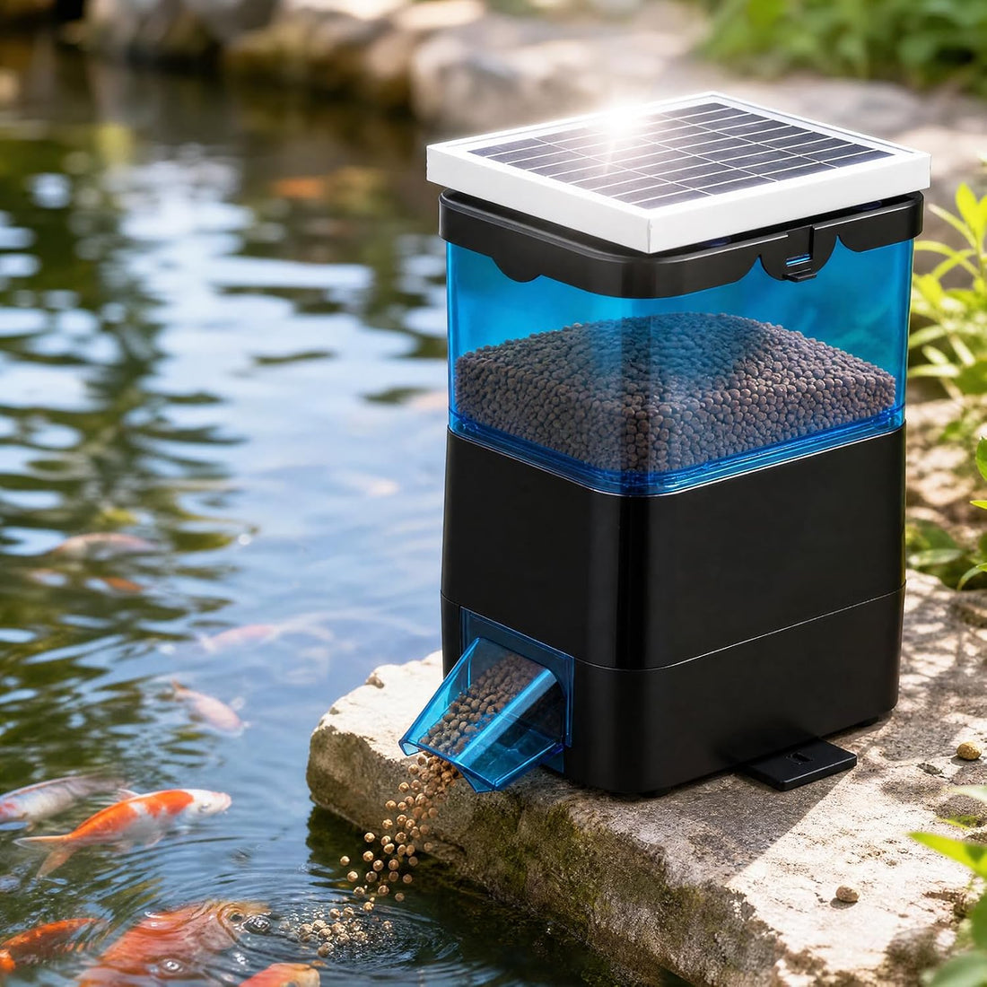 NEWTRY Automatic Pond Fish Feeder