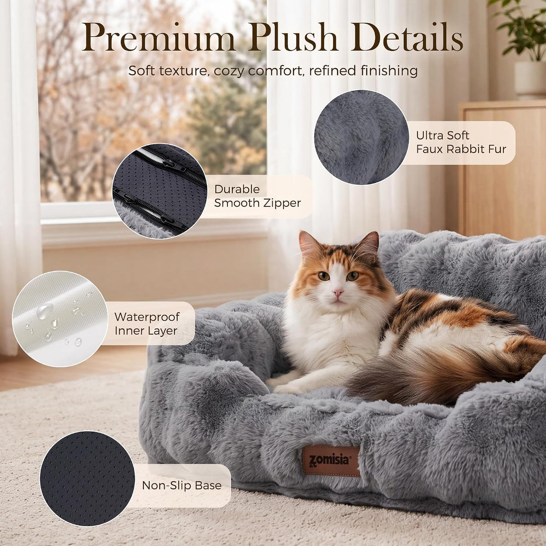 ZOMISIA Orthopedic Cat Couch Bed for Indoor Cats