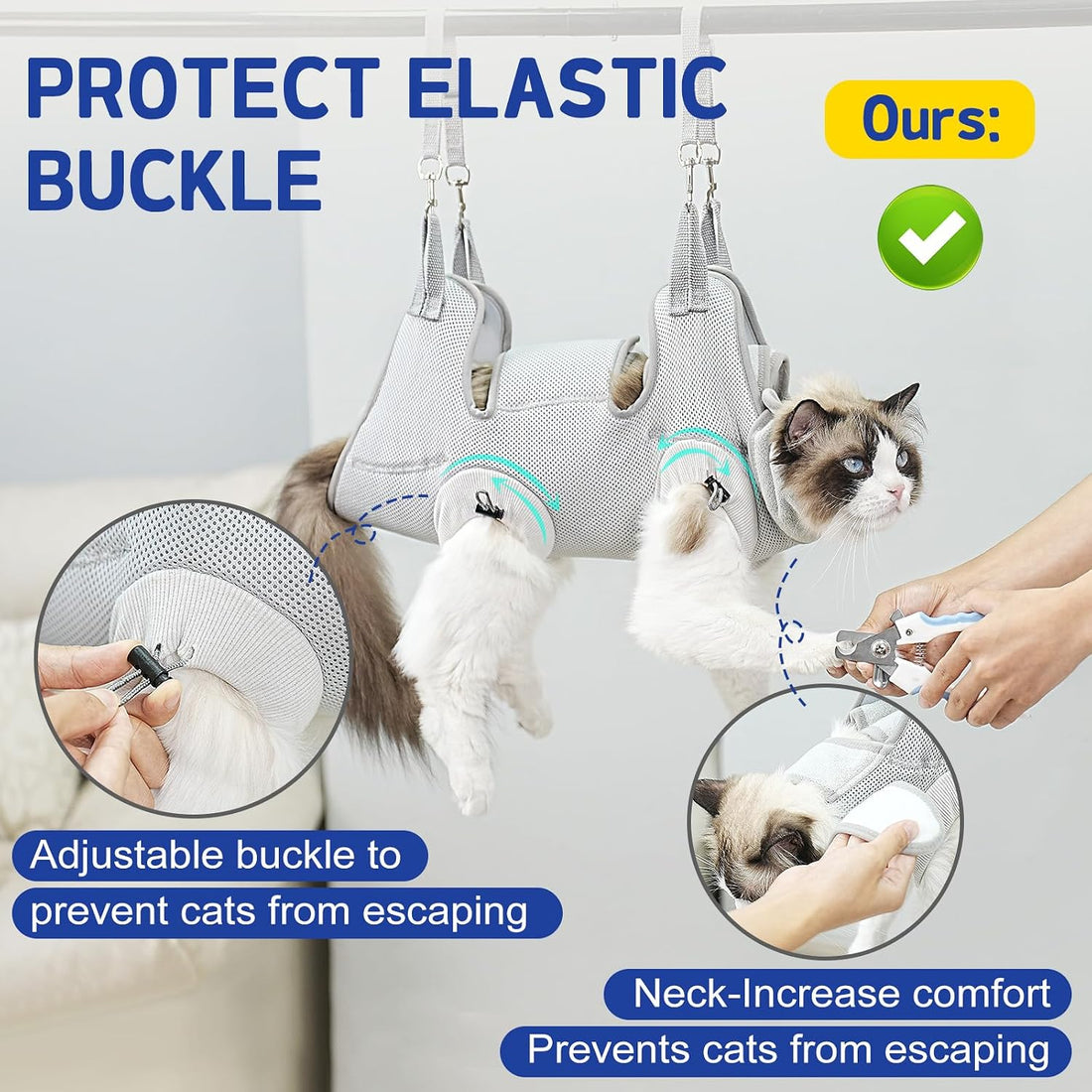 Supet Cat Grooming Hammock Harness for Nail Trimming