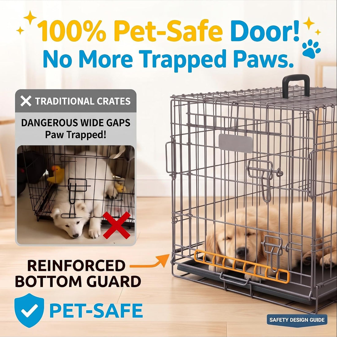 24inch, 2-Door Foldable Metal Wire Dog Crate