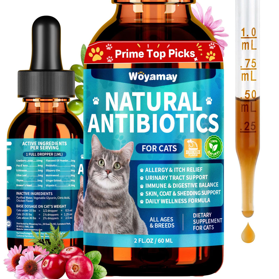 Woyamay Antibiotics for Cats, Natural Antibiotic for Allergy Relief