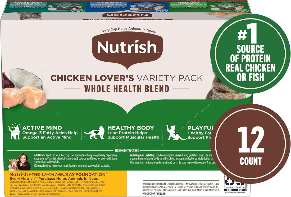 Nutrish Chicken Lover's Wet Cat Food Variety Pack, 2.8 oz Cup