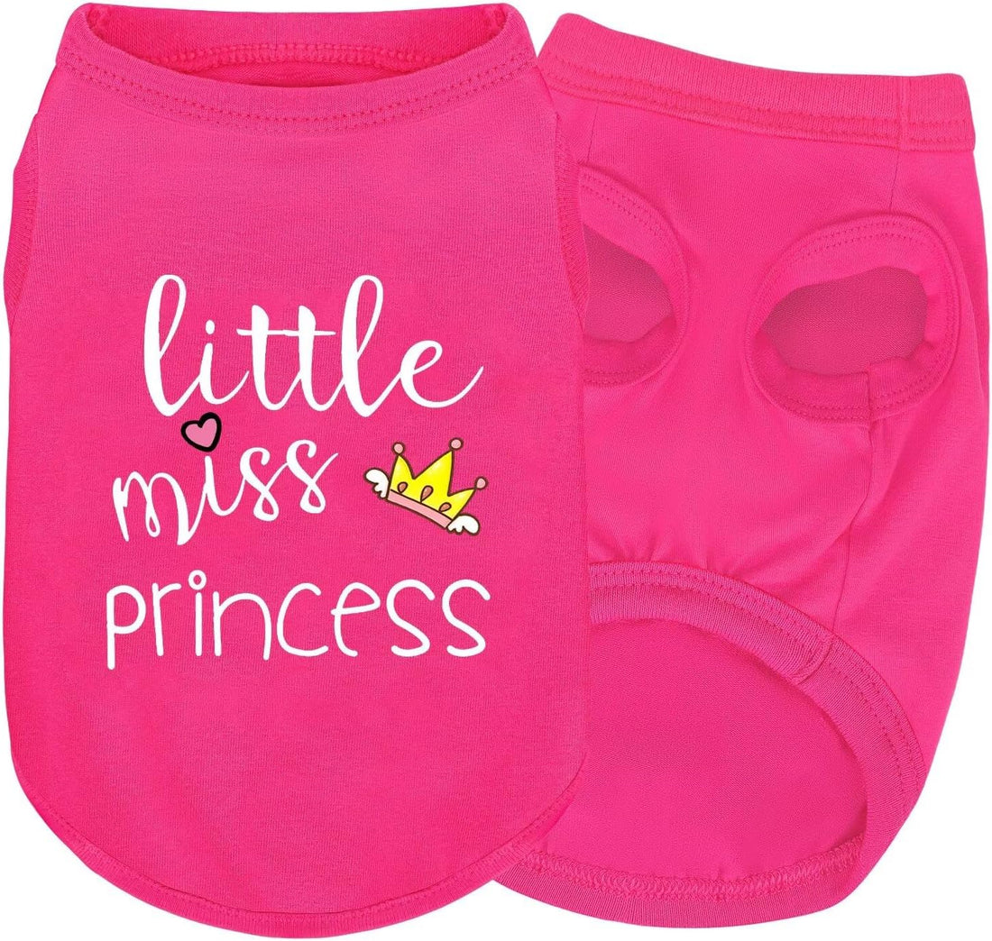 Pink Cotton Dog Shirt with 'Little Miss Princess' Print