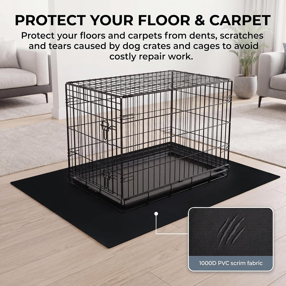 Dog Crate Floor Protector Mat Waterproof PVC Kennel Mat 32" x 50"