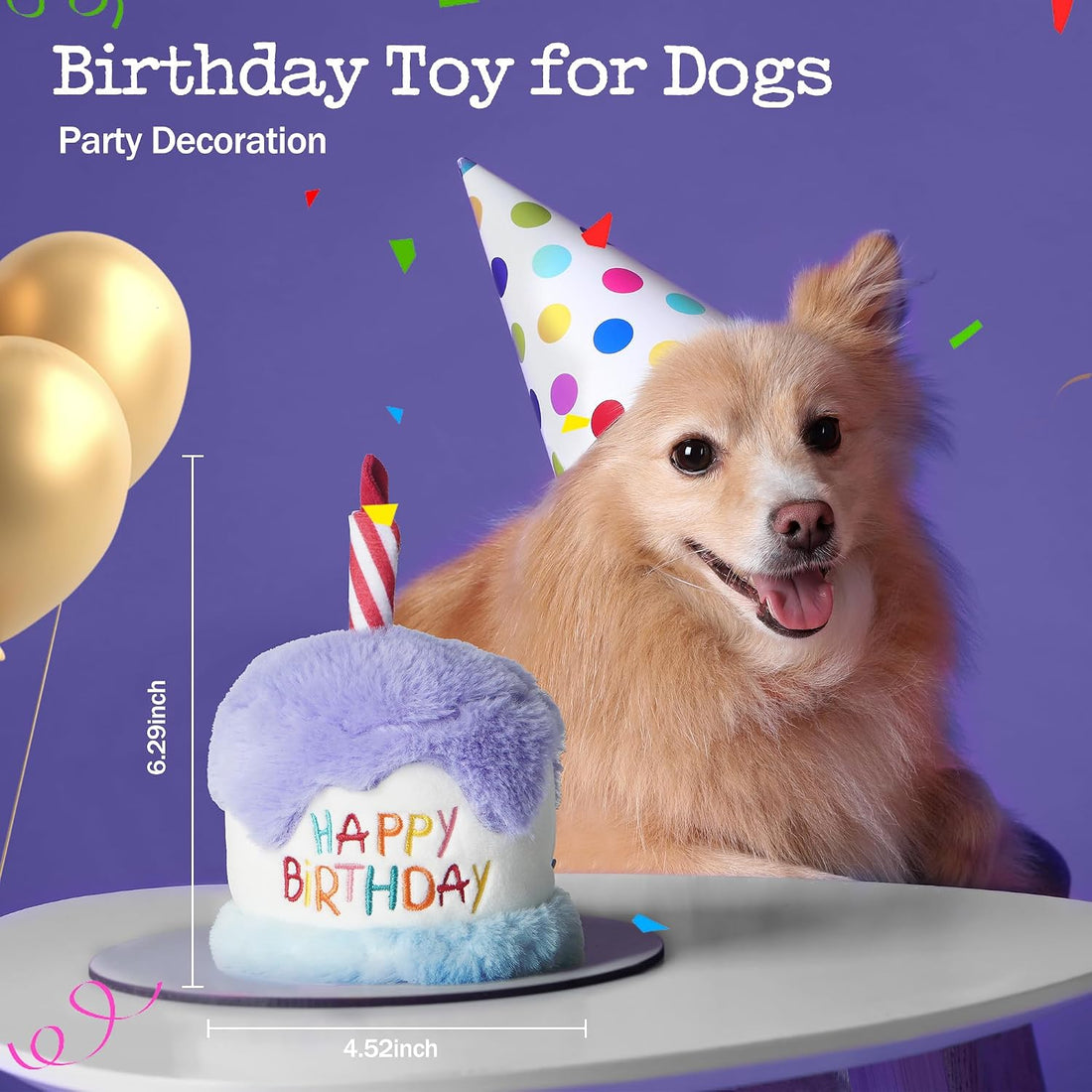 Fuzzwoof Dog Happy Birthday Cake Toy with Crinkle