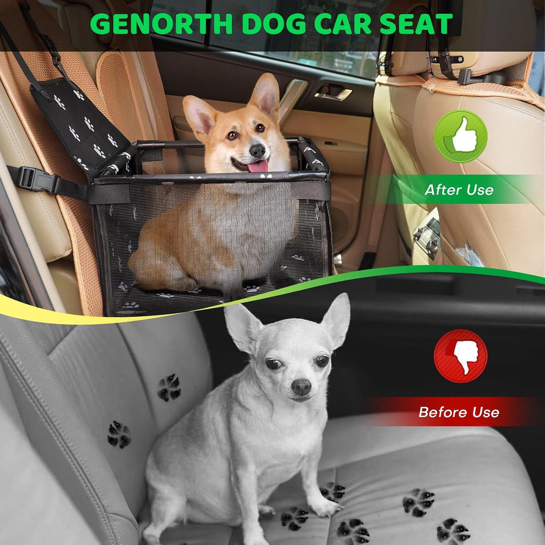 GENORTH Small Dog Car Seats for Small Dogs,Portable Puppy/Pet Car