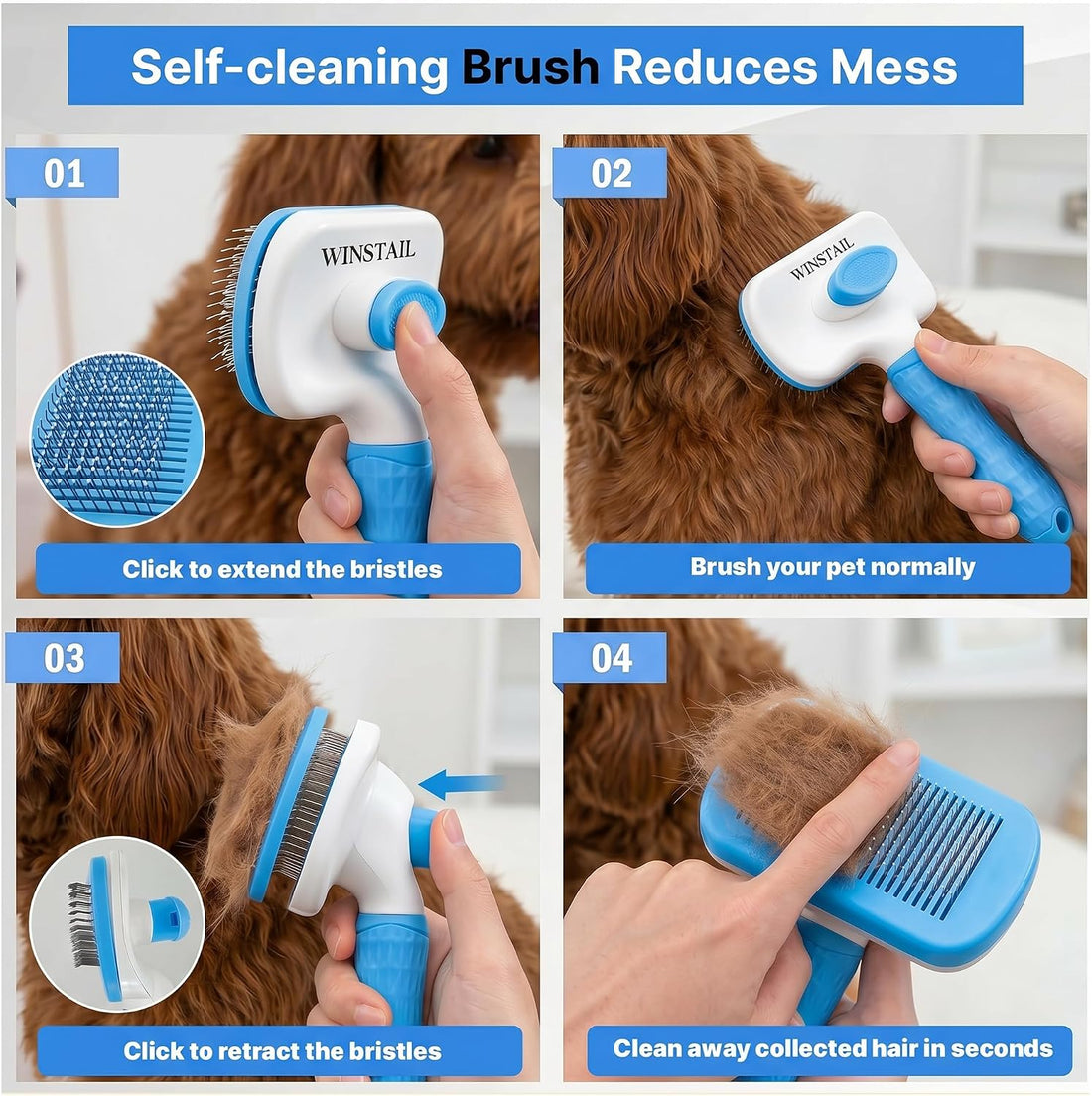 Pet Hair Removal Glove & Dog Brush for Shedding Bundle