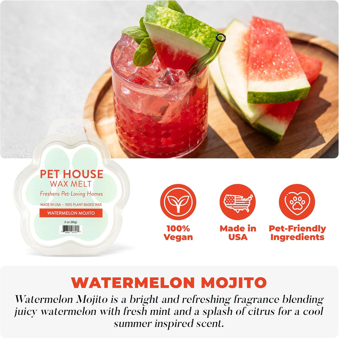 Watermelon Mojito Spring and Summer Wax Melts Plant-Based Wax