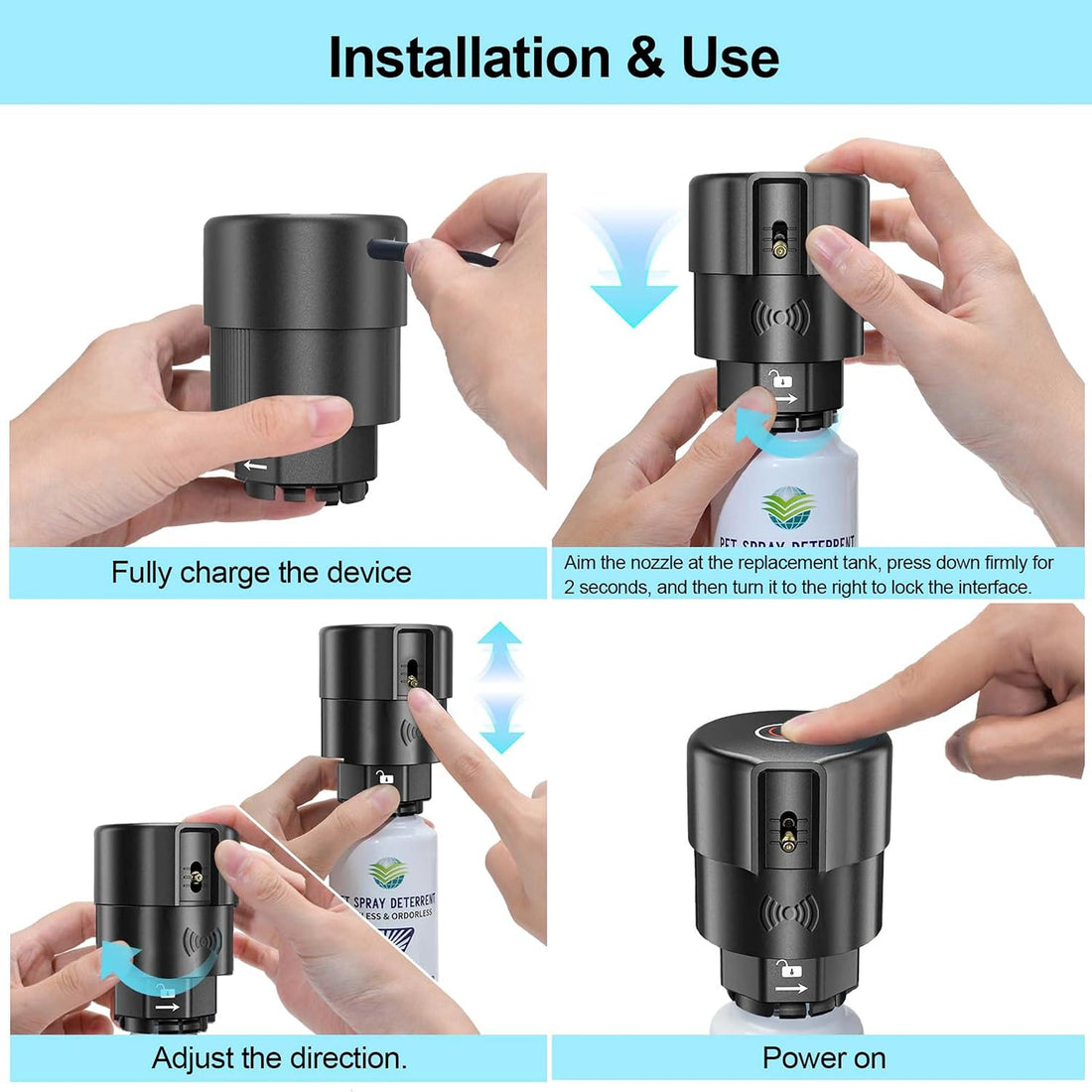 Motion Activated Pet Deterrent Spray System for Cats & Dogs, Odorless