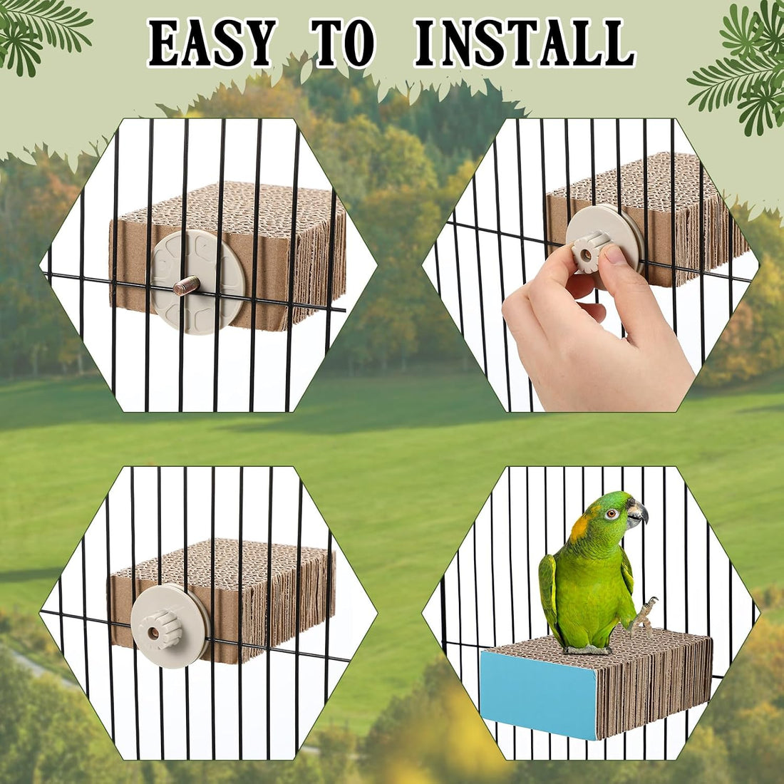 Skyygemm 2 Pieces Parrot Toy Bird Chew Cage Accessories Flat Perch