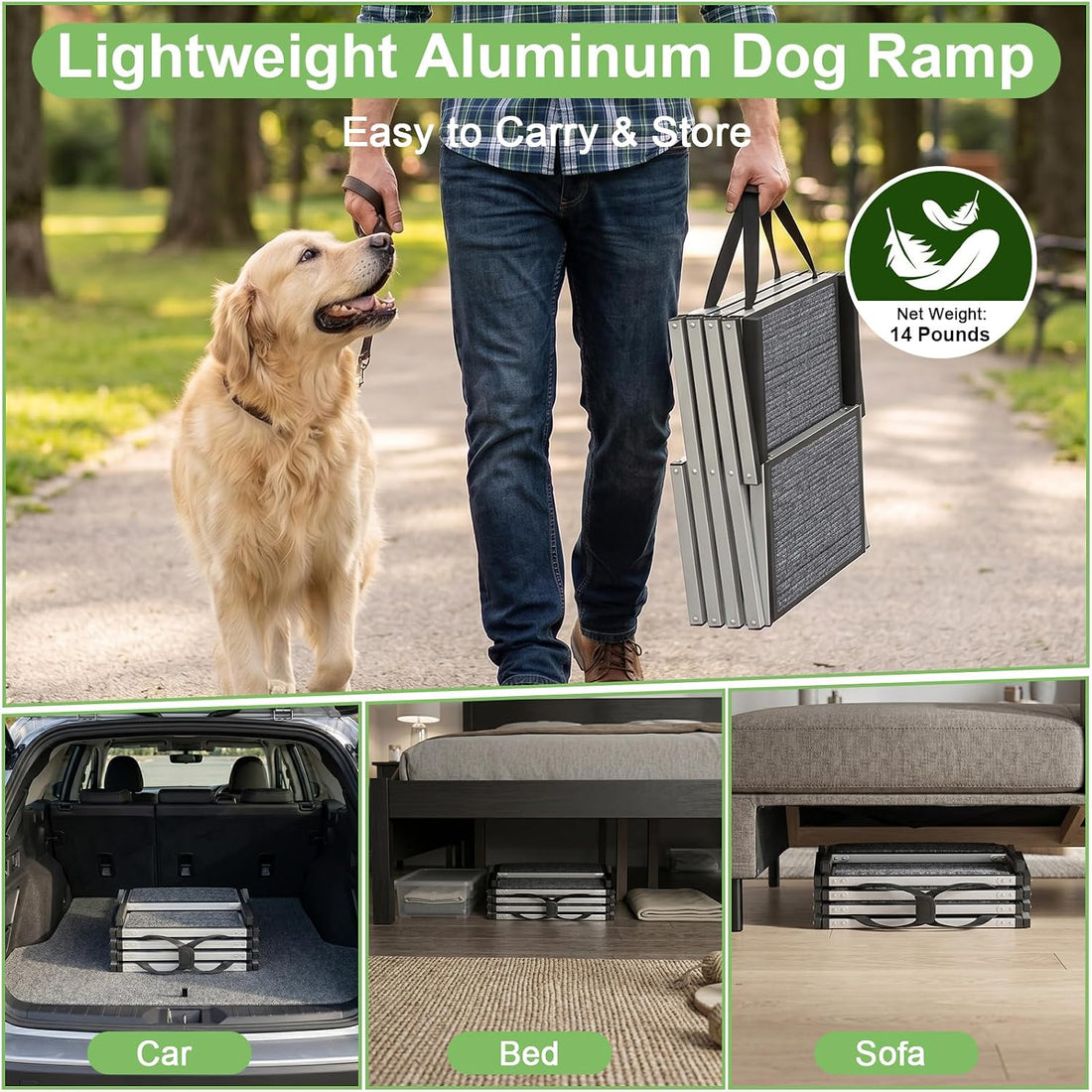 Dog Stairs for Large Dogs Extra Wide 20",Foldable Dog Ramp for Car