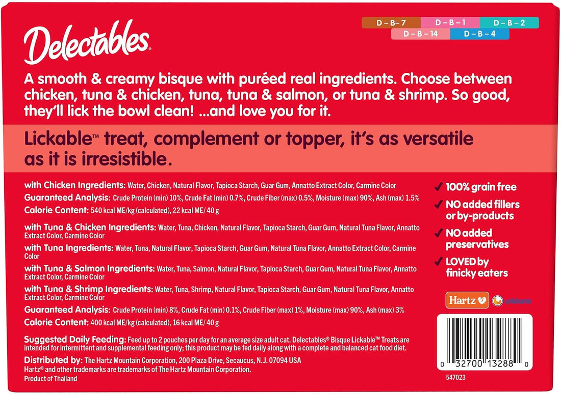 Delectables Lickable Treat Bisque Wet Cat Treats, Variety Pack, 50ct