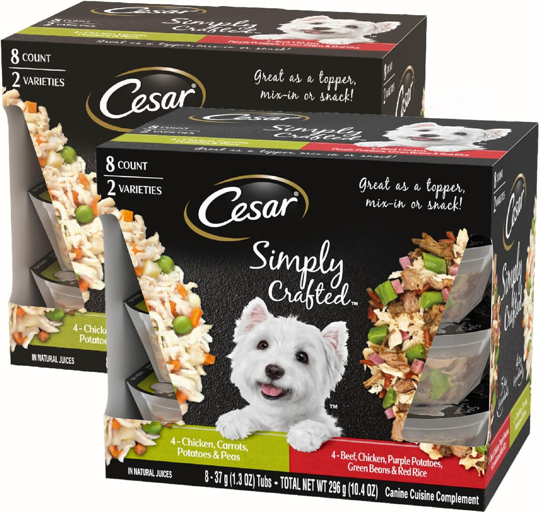 Cesar Simply Crafted Dog Food Topper, Chicken Pack, 1.3 oz, 8 Count
