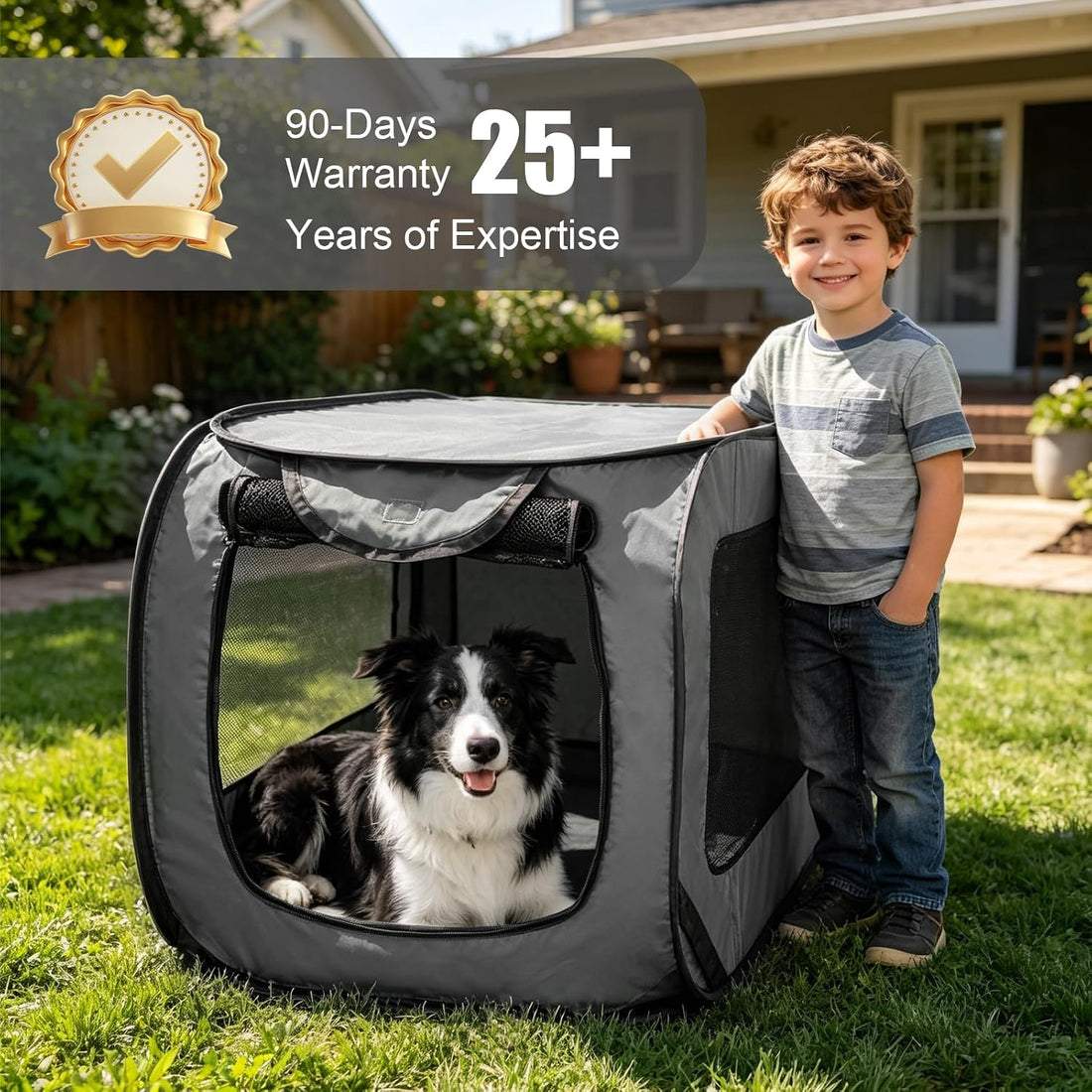 Foldable 36" Dog Crate for Medium Dogs