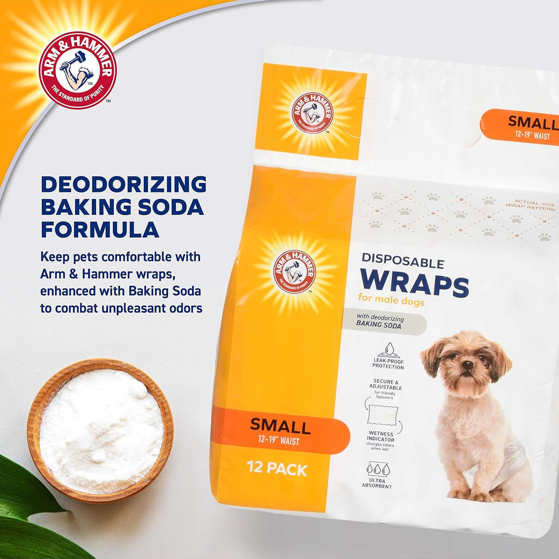 Arm & Hammer Small Male Dog Belly Band Wraps, 12 Count