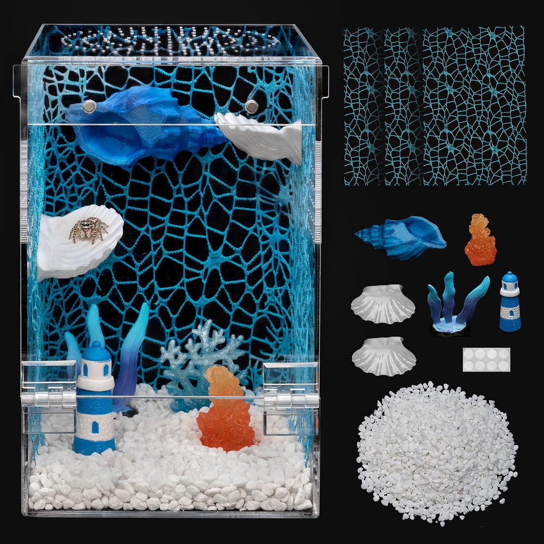 Jumping Spider Enclosure Starter Kit,3 x 3 x 6 in Acrylic Terrarium