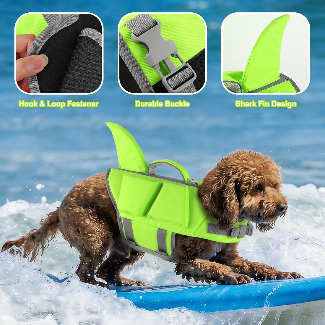 Dogcheer Dog Shark Life Jacket with Extra Foam