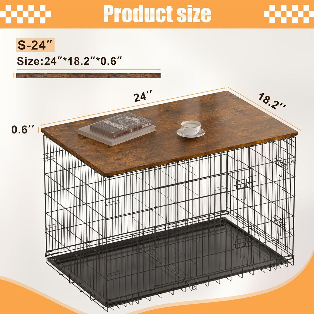 Piskyet Dog Crate Topper Wood Countertop