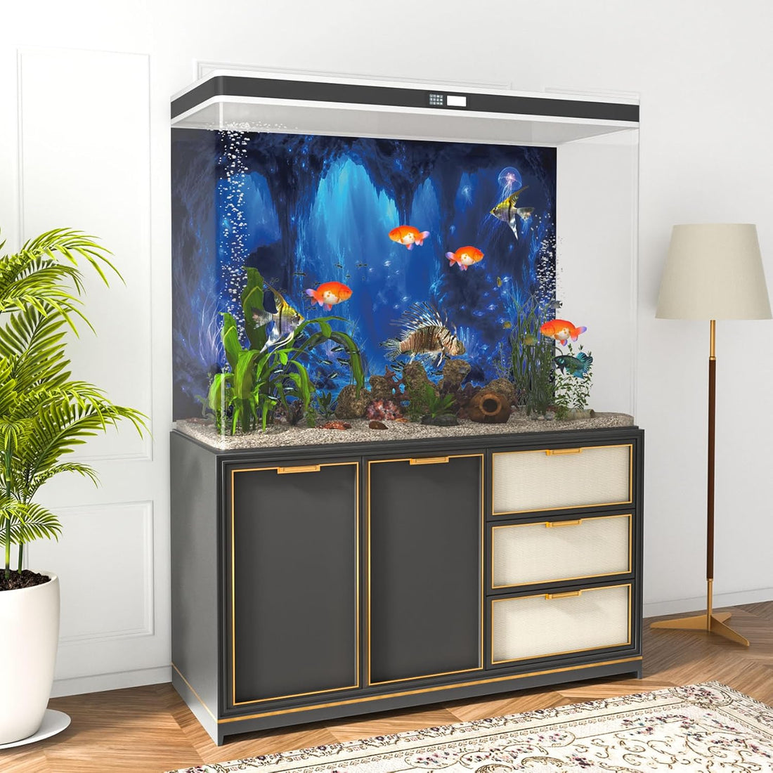 Underwater Blue Cave Jellyfish Aquarium Background