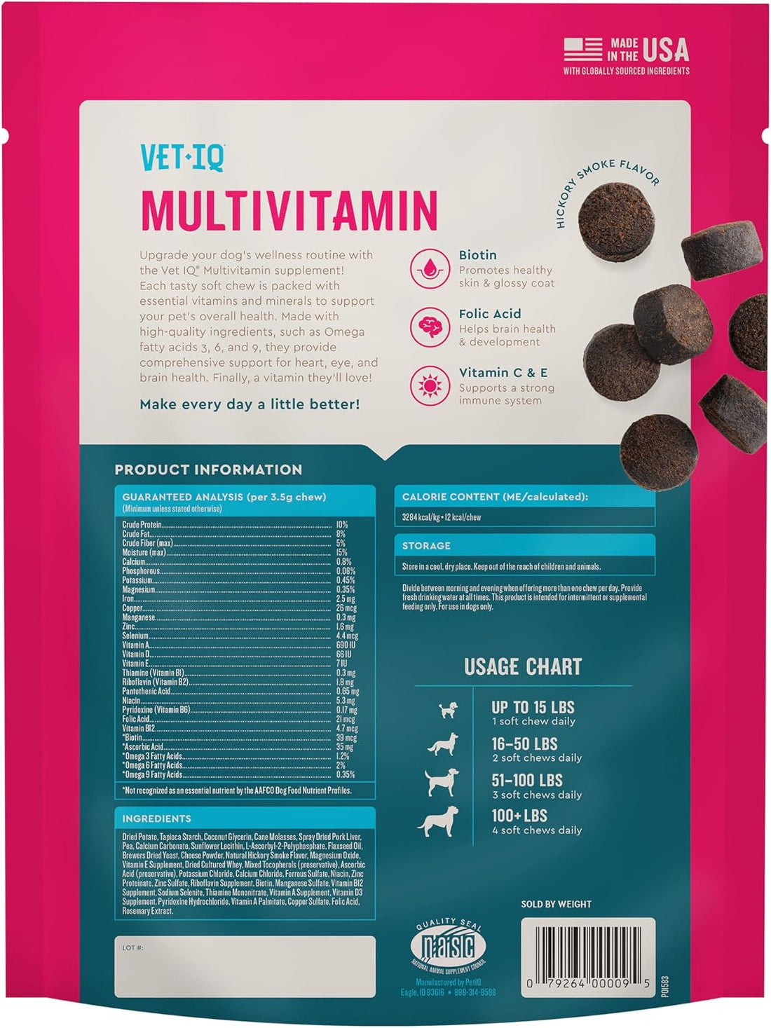 VetIQ 8-in-1 Multifunctional Dog Supplement Chews, 90ct