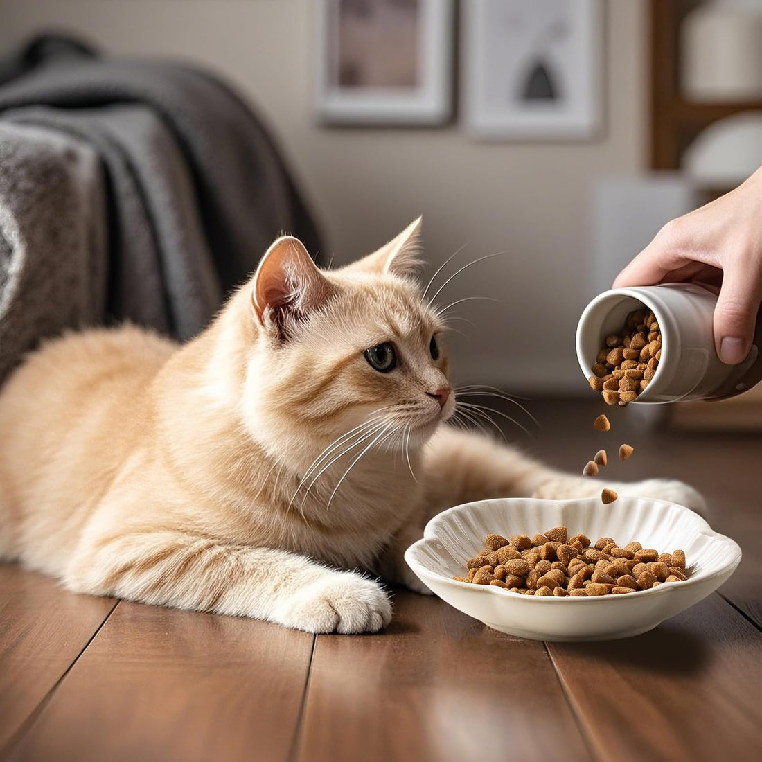 Cat Food Bowls, Ceramic Cat Plates, Dish for Food, Water and Snack